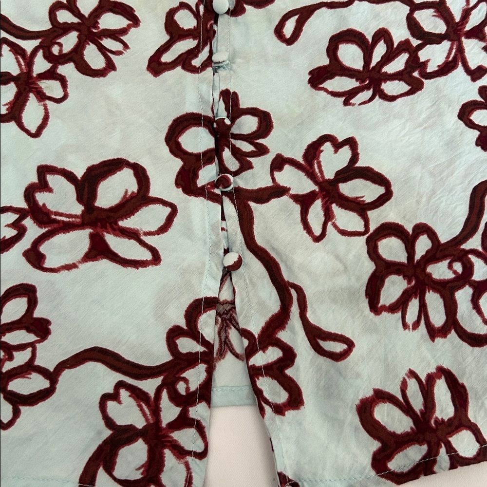 Madewell Gentle Wind Cutaway Vest in NWT Floral Top with Red Accents size 12 - Picture 6 of 8